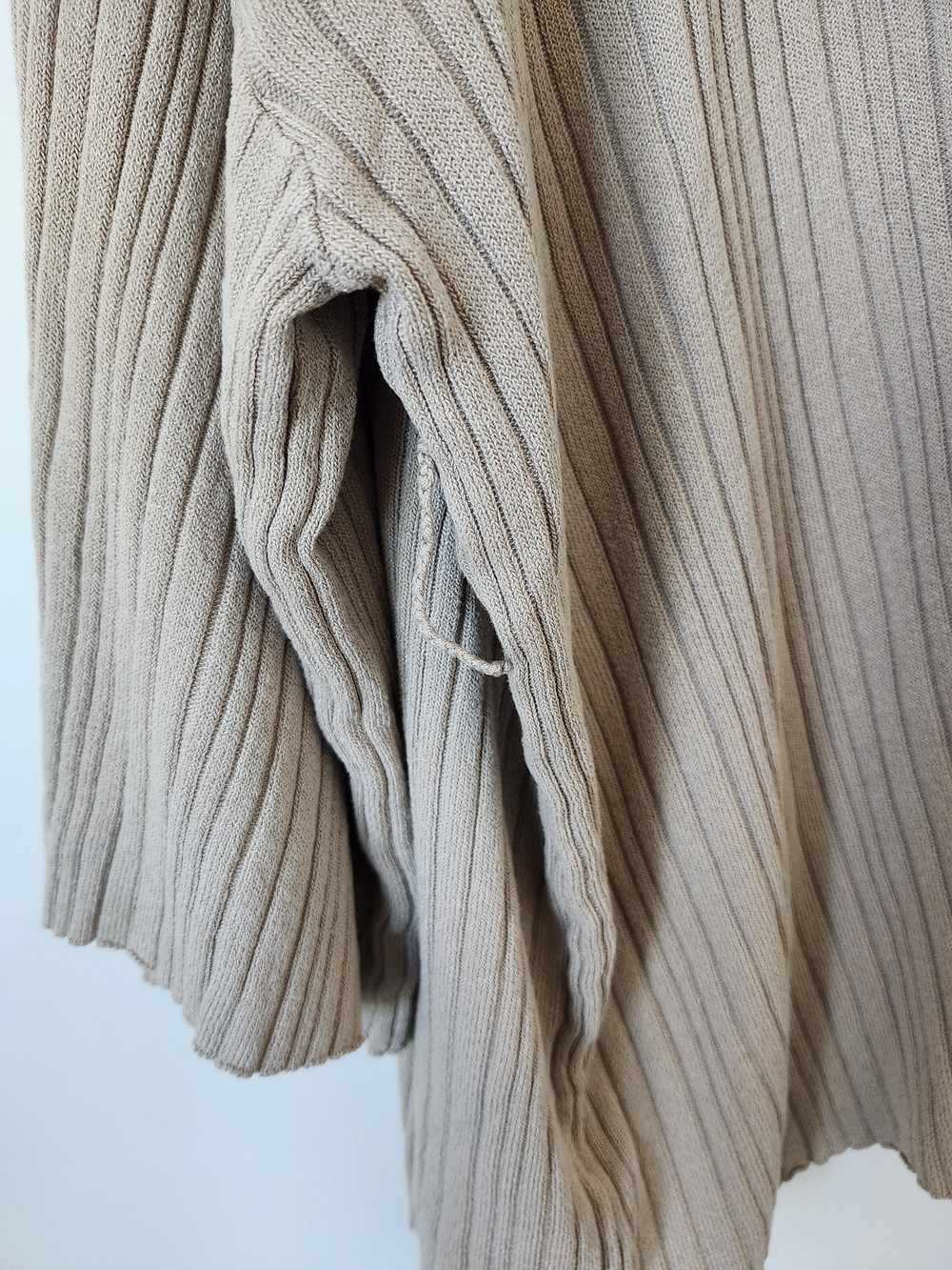 Tan Ribbed Open-Front Sweater Cardigan - Picture 8 of 9